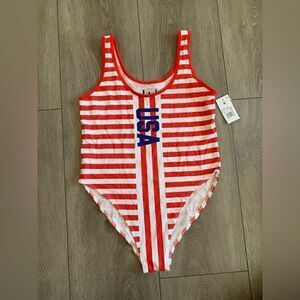 Body suit USA white and red. Great for 4 th of July